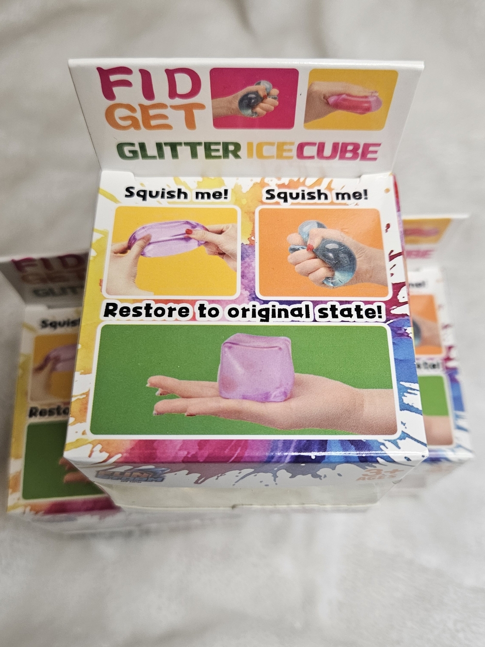 Slow Rise Glitter Ice Cube Squishy Stress Fidget Toy (Qty 1) Random Color - Picture 4 of 4